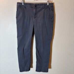 Loft The Slim Chino Pants Dark Grey Charcoal Cotton‎ Stretch Trousers size 8